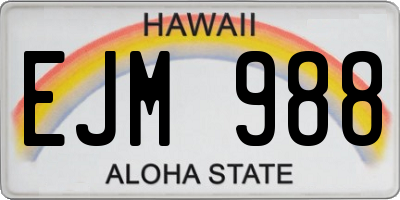 HI license plate EJM988
