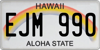 HI license plate EJM990