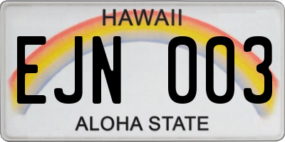 HI license plate EJN003