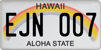 HI license plate EJN007