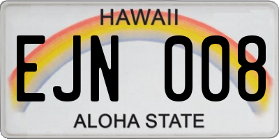 HI license plate EJN008