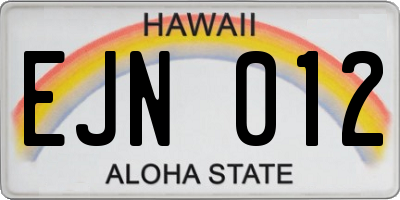 HI license plate EJN012