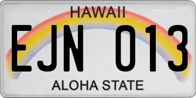 HI license plate EJN013
