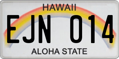 HI license plate EJN014