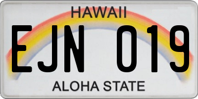 HI license plate EJN019