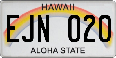 HI license plate EJN020