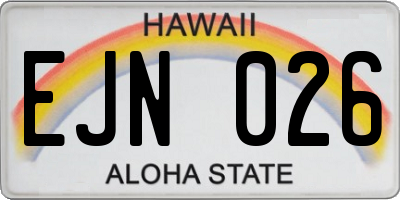 HI license plate EJN026