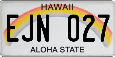 HI license plate EJN027