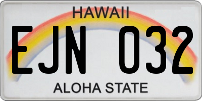 HI license plate EJN032