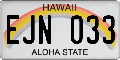 HI license plate EJN033