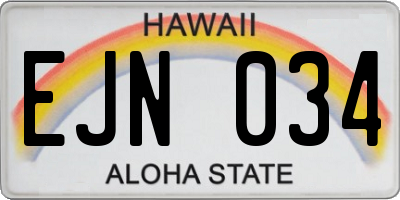 HI license plate EJN034