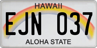 HI license plate EJN037
