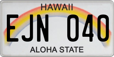 HI license plate EJN040