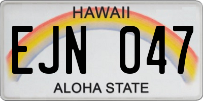HI license plate EJN047