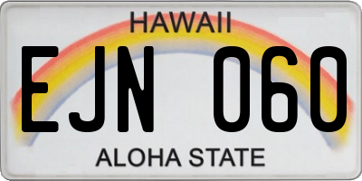 HI license plate EJN060