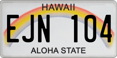 HI license plate EJN104