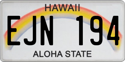HI license plate EJN194