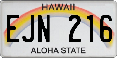 HI license plate EJN216