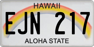 HI license plate EJN217
