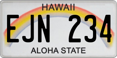 HI license plate EJN234