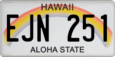 HI license plate EJN251