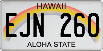 HI license plate EJN260
