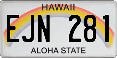 HI license plate EJN281