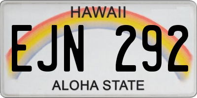 HI license plate EJN292