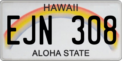 HI license plate EJN308