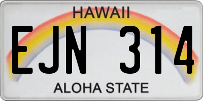 HI license plate EJN314