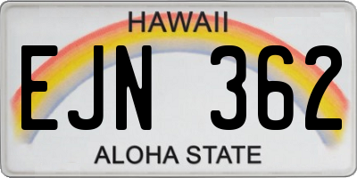 HI license plate EJN362