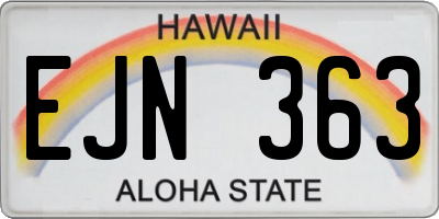 HI license plate EJN363
