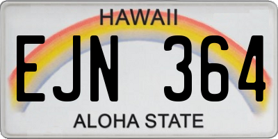 HI license plate EJN364