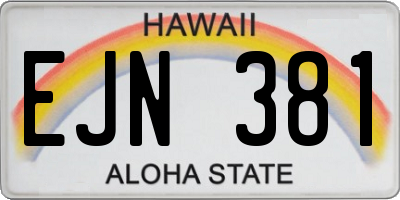 HI license plate EJN381