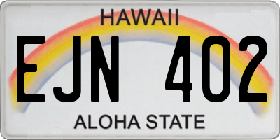 HI license plate EJN402