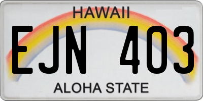 HI license plate EJN403