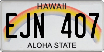 HI license plate EJN407