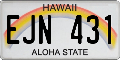 HI license plate EJN431