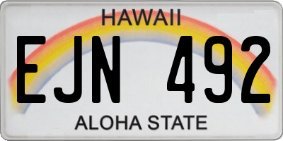 HI license plate EJN492