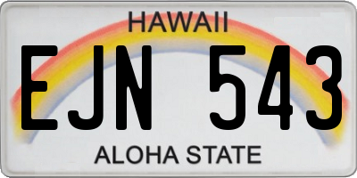 HI license plate EJN543
