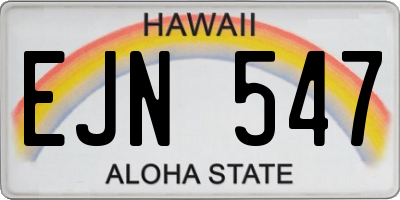 HI license plate EJN547