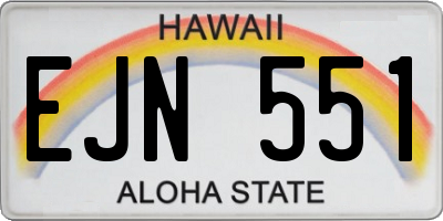 HI license plate EJN551