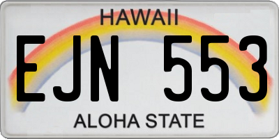 HI license plate EJN553