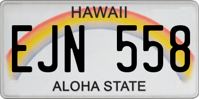 HI license plate EJN558