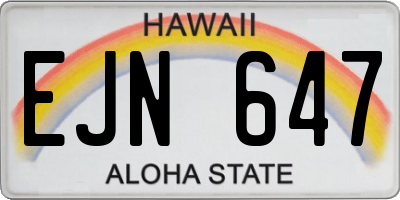 HI license plate EJN647
