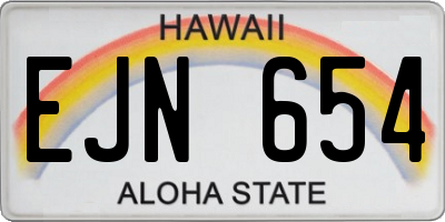 HI license plate EJN654