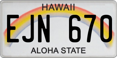 HI license plate EJN670