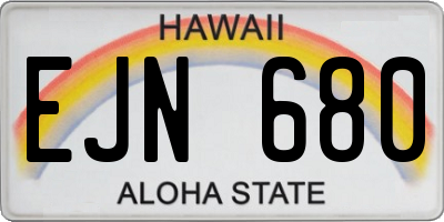 HI license plate EJN680