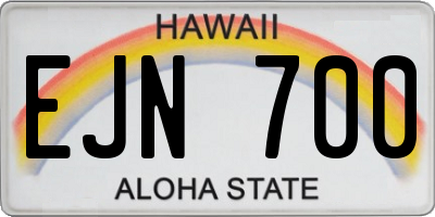 HI license plate EJN700