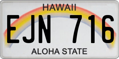 HI license plate EJN716